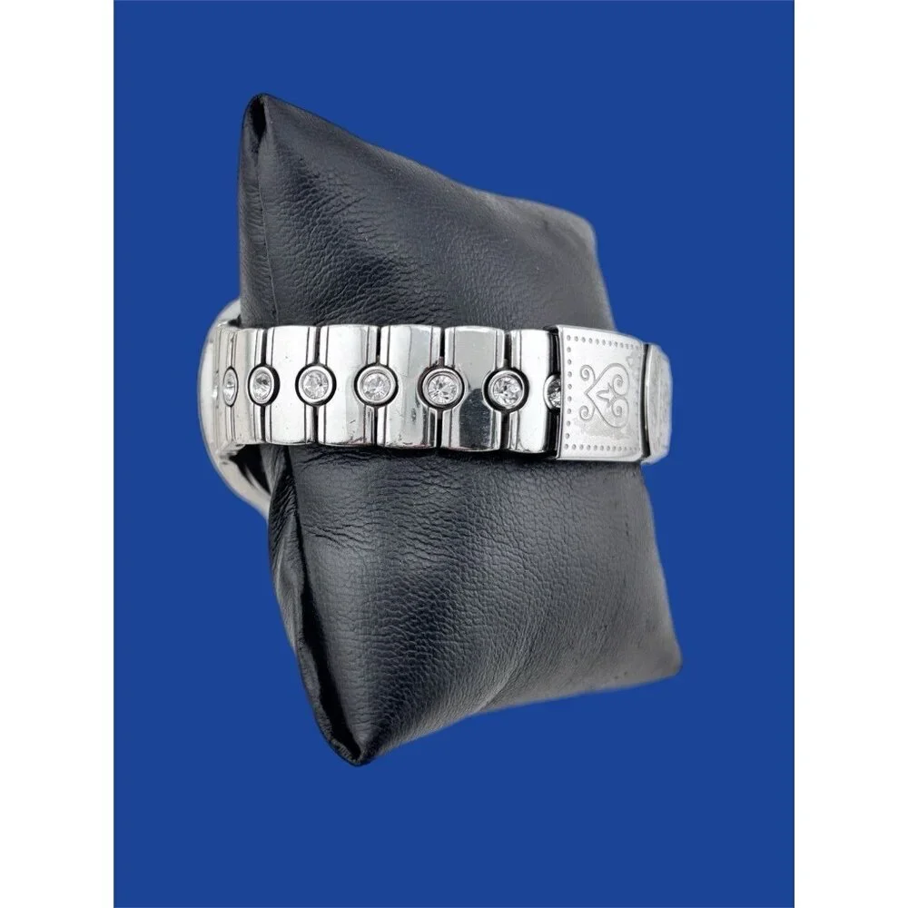 Brighton Bloomington Hearts Crystal Silver Tone Watch New Battery 7 1/2-8 inch
